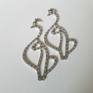 Baby Phat Large Rhinestone Earrings Silver Glam